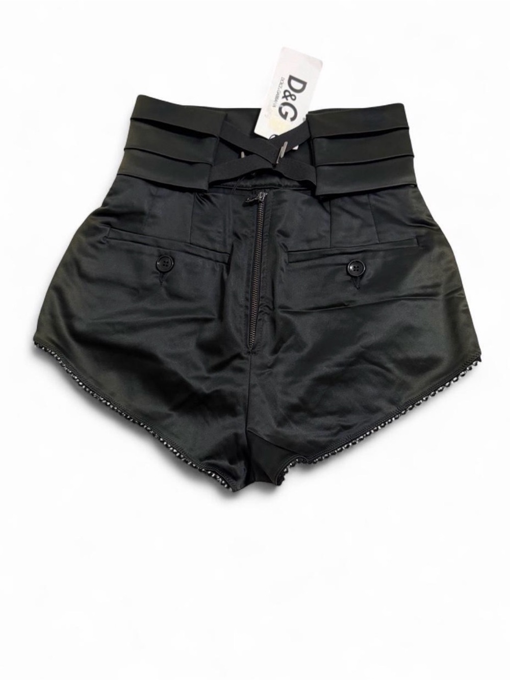New Dolce&Gabbana D&G a pair of Dolce & Gabbana high-waist satin mini short - Picture 2 of 8